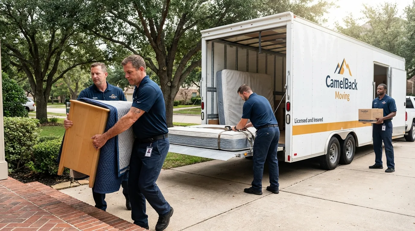 Crew loading residential truck for cross-state move from Marion, OH