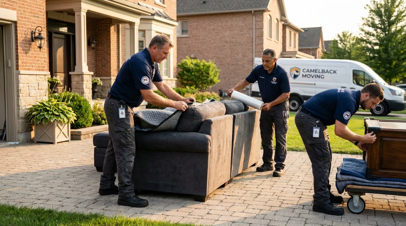Large estate moving crew wrapping furniture in Marion, OH